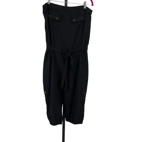 Cache Strapless Cargo Romper Jumpsuit Small Womens Capri Pant Suit Chest Pockets - Picture 3 of 8